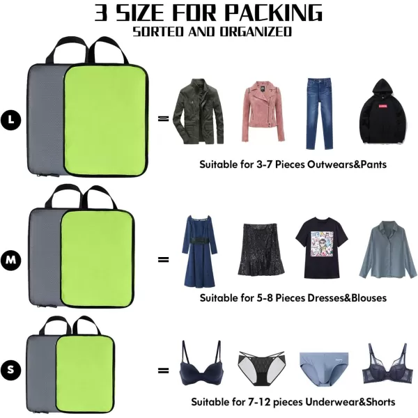 YZAOLL Compression Packing Cubes for Travel Expandable Packing Organizers 3pcs Set Gray