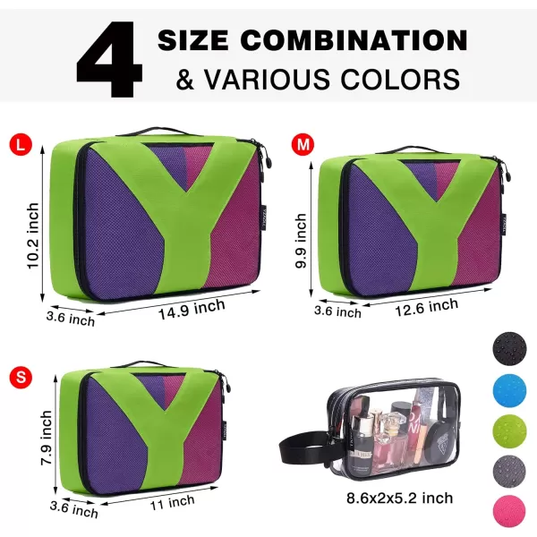 YZAOLL Compression Packing Cubes for Travel Expandable Packing Organizers 3pcs Set Gray