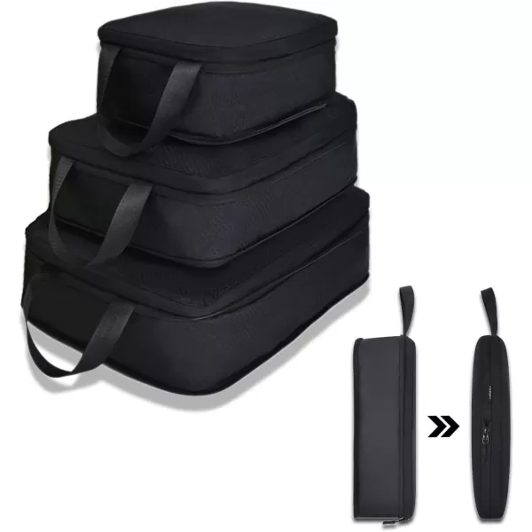 YZAOLL Compression Packing Cubes for Travel Expandable Packing Organizers 3pcs Set Gray