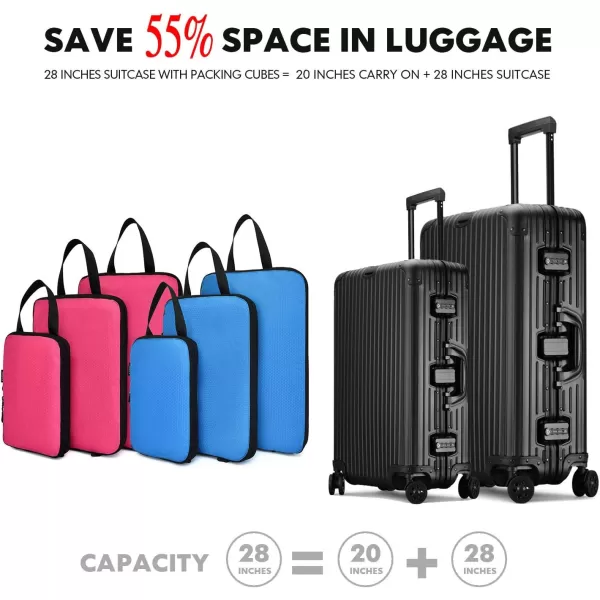 YZAOLL Compression Packing Cubes for Travel Expandable Packing Organizers 3pcs Set Gray