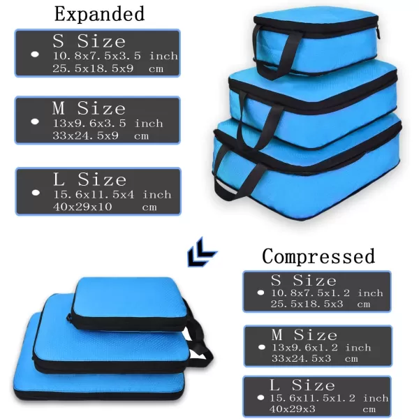 YZAOLL Compression Packing Cubes for Travel Expandable Packing Organizers 3pcs Set Gray