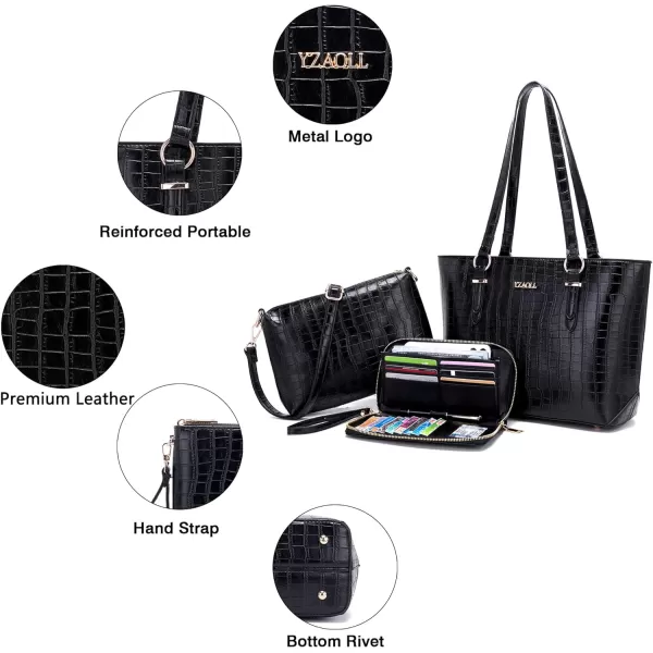 YZAOLL Purses for Women Faux Leather Medium Large Tote Satchel Shoulder Purse Handbag Wallet set