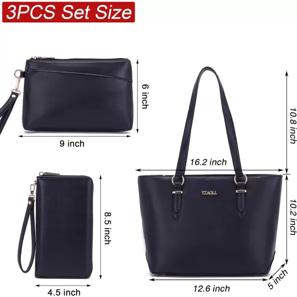 YZAOLL Purses for Women Faux Leather Medium Large Tote Satchel Shoulder Purse Handbag Wallet set