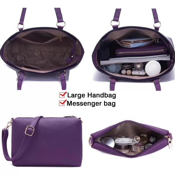 YZAOLL Purses for Women Faux Leather Medium Large Tote Satchel Shoulder Purse Handbag Wallet set