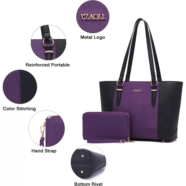 YZAOLL Purses for Women Faux Leather Medium Large Tote Satchel Shoulder Purse Handbag Wallet set