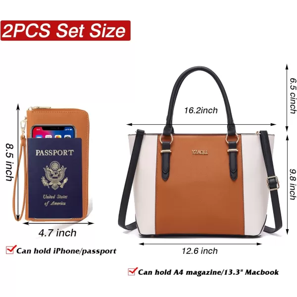 YZAOLL Purses for Women PU Leather Medium Tote Satchel Handbags with Matching Wrist Bag set