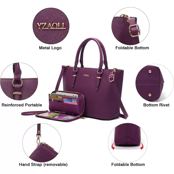 YZAOLL Purses for Women PU Leather Medium Tote Satchel Handbags with Matching Wrist Bag set