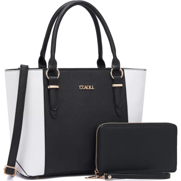 YZAOLL Purses for Women PU Leather Medium Tote Satchel Handbags with Matching Wrist Bag set
