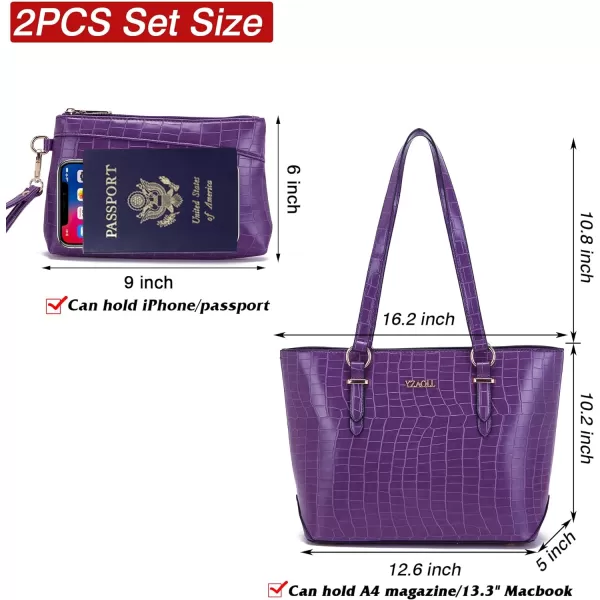 YZAOLL Purses for Women PU Leather Medium Tote Satchel Handbags with Matching Wrist Bag set