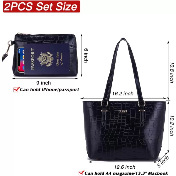 YZAOLL Purses for Women PU Leather Medium Tote Satchel Handbags with Matching Wrist Bag set