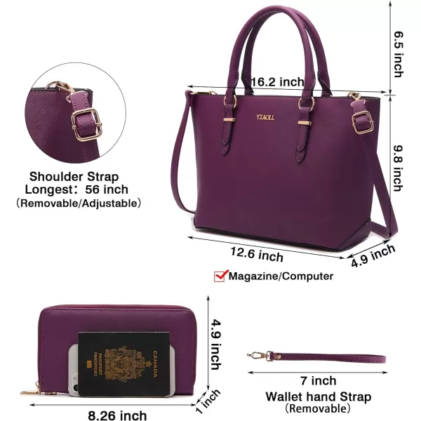 YZAOLL Purses for Women PU Leather Medium Tote Satchel Handbags with Matching Wrist Bag set
