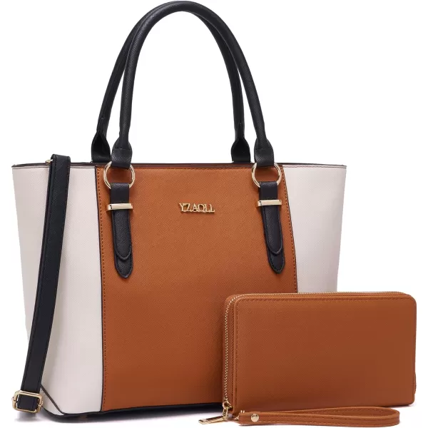YZAOLL Purses for Women PU Leather Medium Tote Satchel Handbags with Matching Wrist Bag set