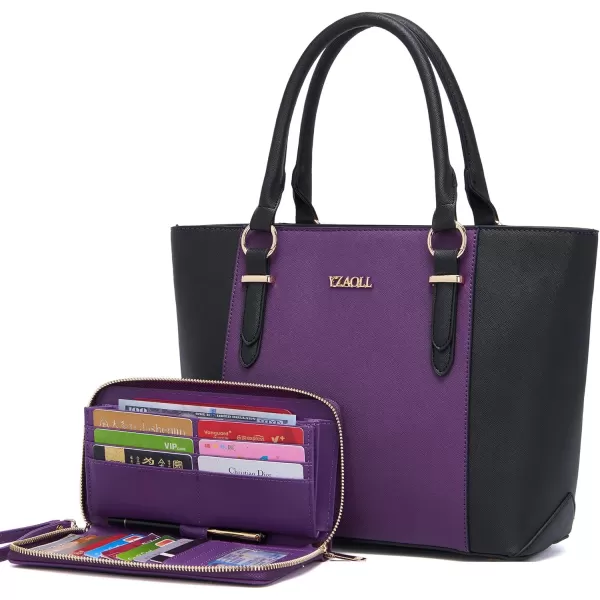 YZAOLL Purses for Women PU Leather Medium Tote Satchel Handbags with Matching Wrist Bag set