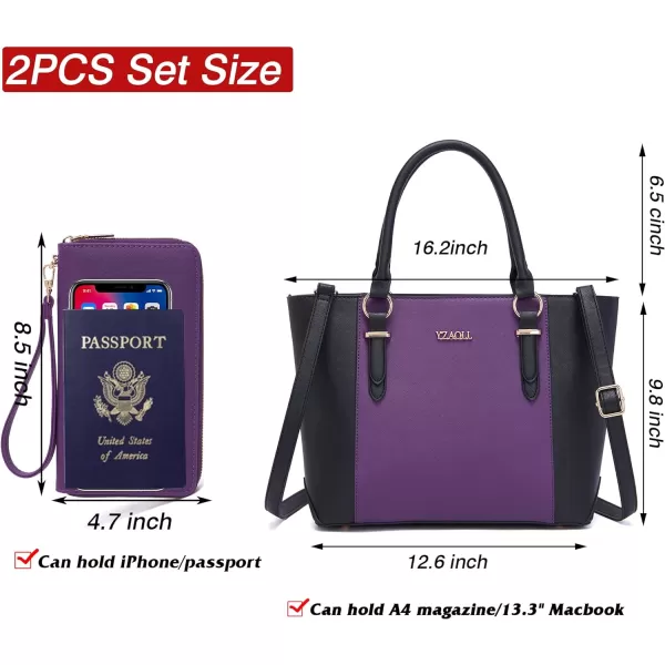 YZAOLL Purses for Women PU Leather Medium Tote Satchel Handbags with Matching Wrist Bag set