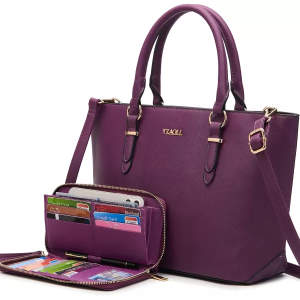 YZAOLL Purses for Women PU Leather Medium Tote Satchel Handbags with Matching Wrist Bag set