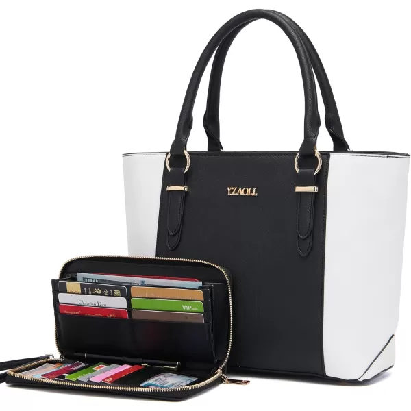 YZAOLL Purses for Women PU Leather Medium Tote Satchel Handbags with Matching Wrist Bag set