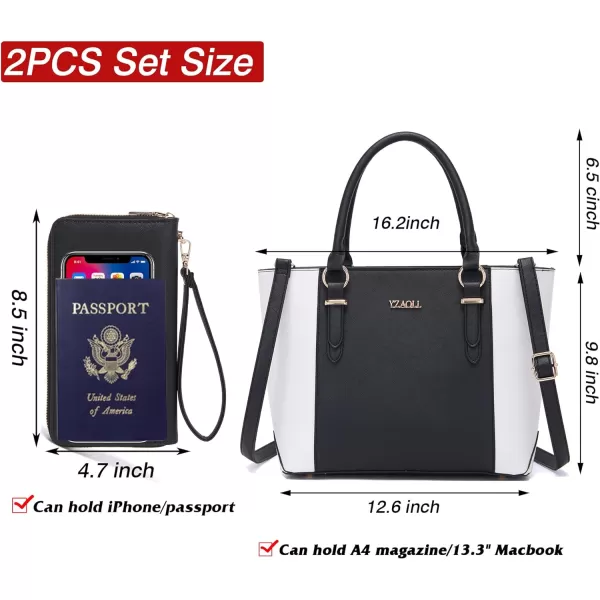 YZAOLL Purses for Women PU Leather Medium Tote Satchel Handbags with Matching Wrist Bag set