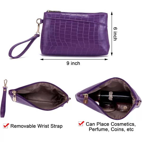 YZAOLL Purses for Women PU Leather Medium Tote Satchel Handbags with Matching Wrist Bag set