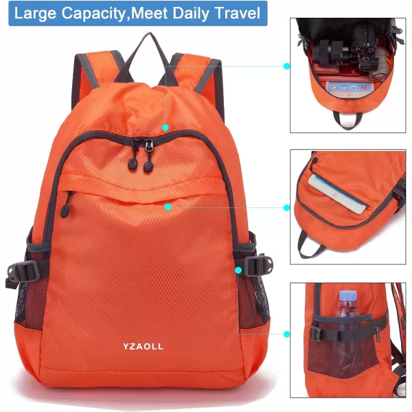 YZAOLL Small Lightweight Packable Hiking Backpack, 20L Hiking Backpack Day Pack for Women Men Travel Camping Vacation,Orange