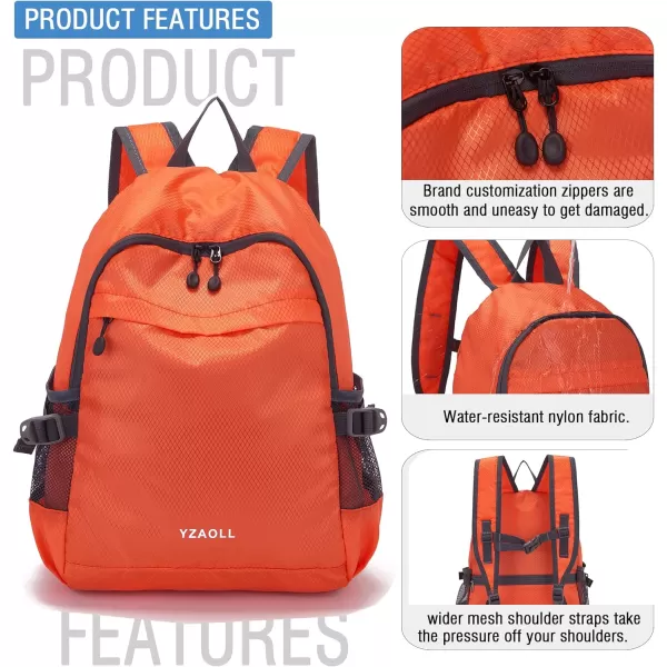 YZAOLL Small Lightweight Packable Hiking Backpack, 20L Hiking Backpack Day Pack for Women Men Travel Camping Vacation,Orange
