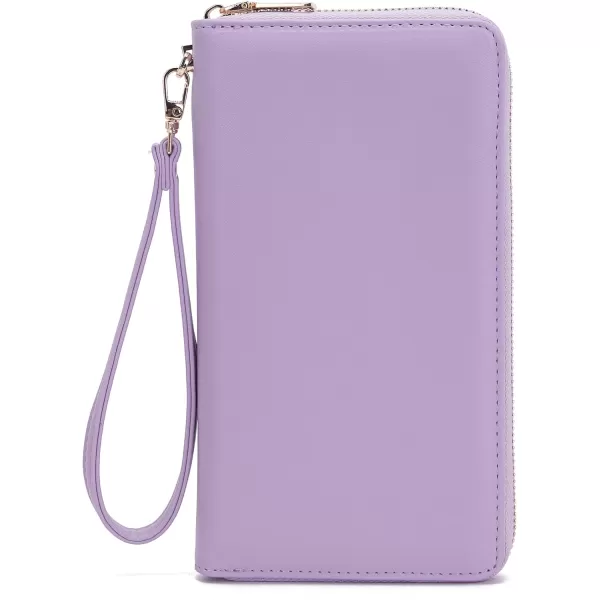 YZAOLL Women Wallet Zip Around Large Wrist Strap Wallet for Woman RFID Blocking PU Leather Credit Card Holder Checkbook Passport Wallet,MNGBlue