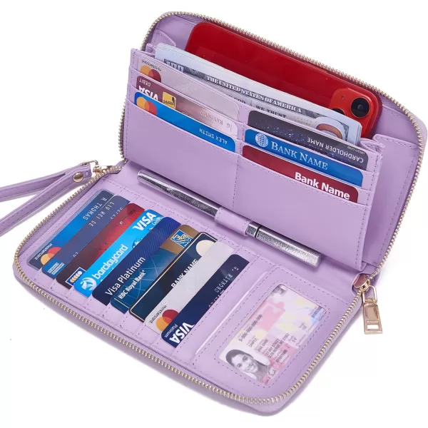 YZAOLL Women Wallet Zip Around Large Wrist Strap Wallet for Woman RFID Blocking PU Leather Credit Card Holder Checkbook Passport Wallet,MNGBlue