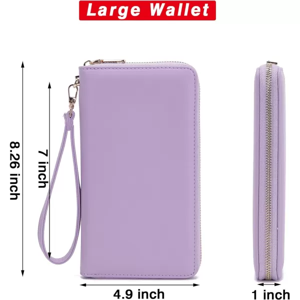 YZAOLL Women Wallet Zip Around Large Wrist Strap Wallet for Woman RFID Blocking PU Leather Credit Card Holder Checkbook Passport Wallet,MNGBlue