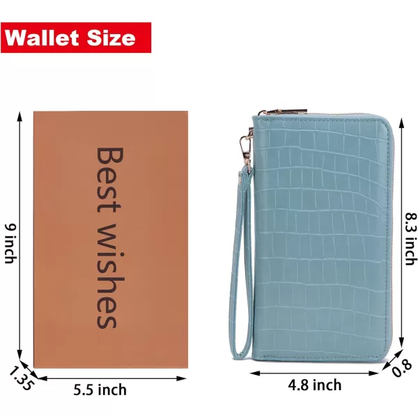 YZAOLL Women's Zip-Around Wristlet Wallet with RFID-Blocking Proteceion Large Capacity PU Leather Cards Holder with Checkbook Passport Slots,Brown