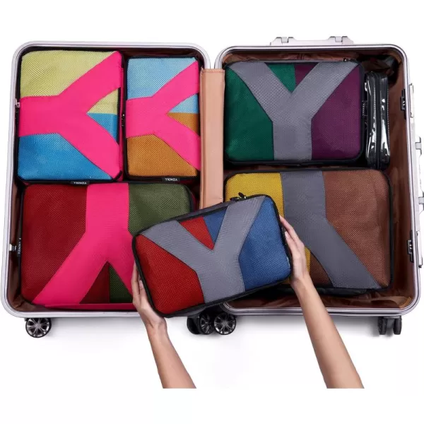 YZAOLL Compression Packing Cubes for Travel Expandable Packing Organizers 3pcs Set Black