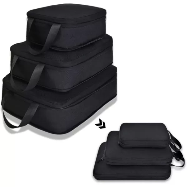YZAOLL Compression Packing Cubes for Travel Expandable Packing Organizers 3pcs Set Gray