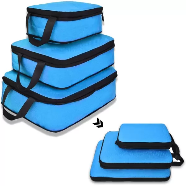 YZAOLL Compression Packing Cubes for Travel Expandable Packing Organizers 3pcs Set Gray