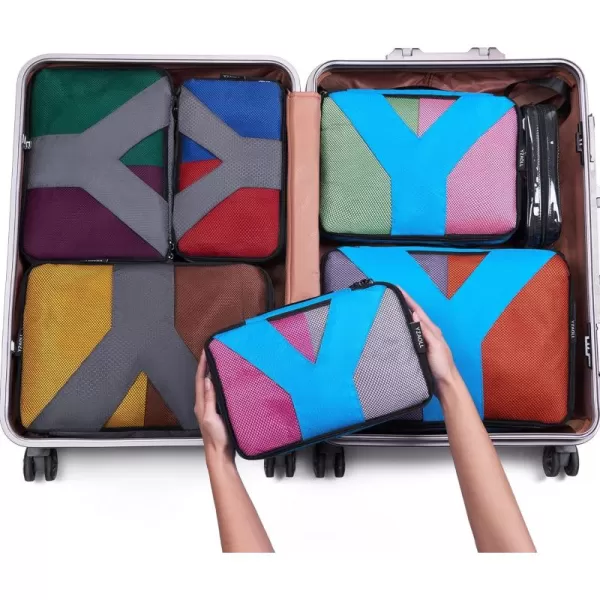 YZAOLL Compression Packing Cubes for Travel Expandable Packing Organizers 3pcs Set Gray