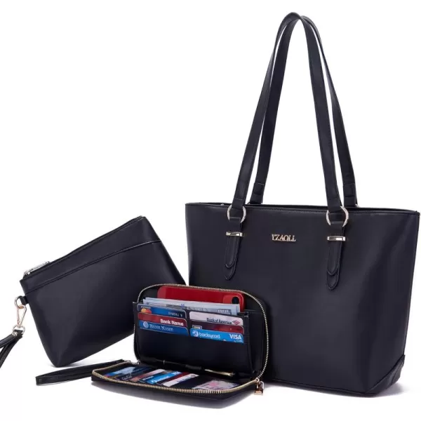 YZAOLL Purses for Women Faux Leather Medium Large Tote Satchel Shoulder Purse Handbag Wallet set