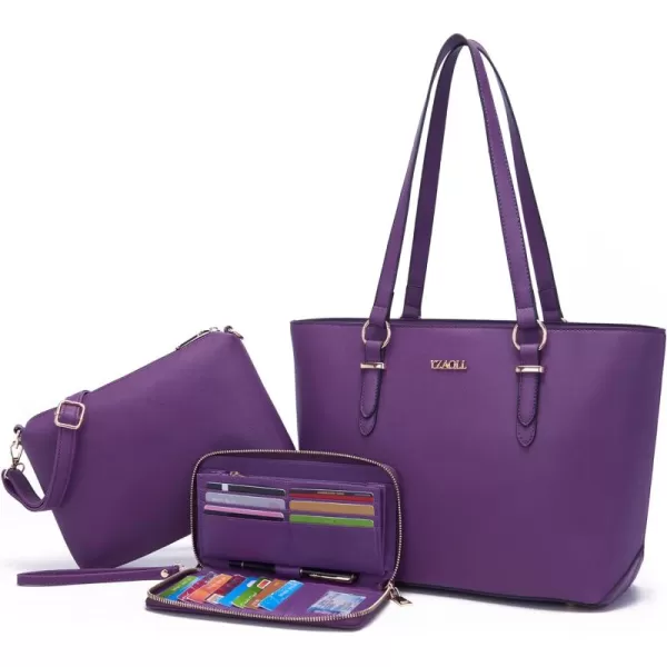 YZAOLL Purses for Women Faux Leather Medium Large Tote Satchel Shoulder Purse Handbag Wallet set