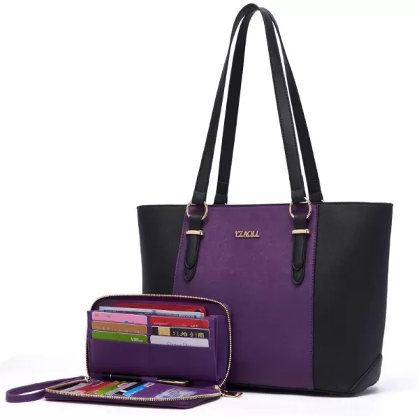 YZAOLL Purses for Women Faux Leather Medium Large Tote Satchel Shoulder Purse Handbag Wallet set