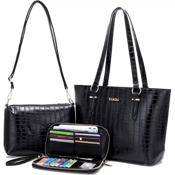YZAOLL Purses for Women Faux Leather Medium Large Tote Satchel Shoulder Purse Handbag Wallet set