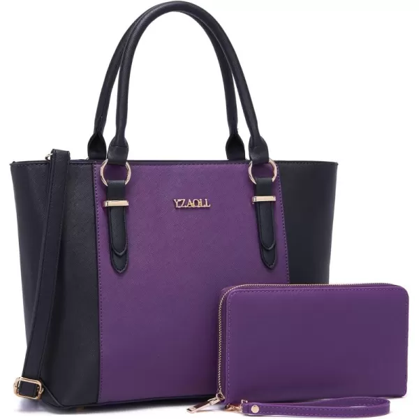 YZAOLL Purses for Women PU Leather Medium Tote Satchel Handbags with Matching Wrist Bag set