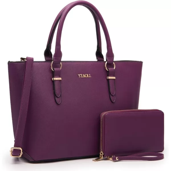 YZAOLL Purses for Women PU Leather Medium Tote Satchel Handbags with Matching Wrist Bag set
