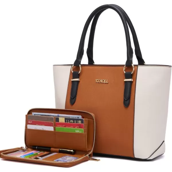 YZAOLL Purses for Women PU Leather Medium Tote Satchel Handbags with Matching Wrist Bag set