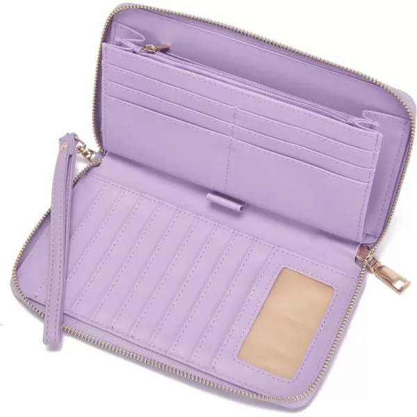 YZAOLL Women Wallet Zip Around Large Wrist Strap Wallet for Woman RFID Blocking PU Leather Credit Card Holder Checkbook Passport Wallet,MNGBlue