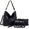 imageWomen Large Crossbody Bags Ladies Satchel Shoulder Handbags Purse and Wallet Set for Women Totes Hobo PursesBlack
