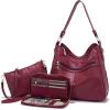 imageWomen Large Crossbody Bags Ladies Satchel Shoulder Handbags Purse and Wallet Set for Women Totes Hobo PursesBurgundy