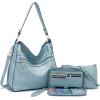 imageWomen Large Crossbody Bags Ladies Satchel Shoulder Handbags Purse and Wallet Set for Women Totes Hobo PursesLightblue