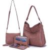 imageWomen Large Crossbody Bags Ladies Satchel Shoulder Handbags Purse and Wallet Set for Women Totes Hobo PursesPink