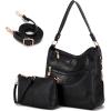 imageWomen Large Crossbody Bags Ladies Satchel Shoulder Handbags Purse and Wallet Set for Women Totes Hobo PursesZblacka