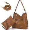 imageWomen Large Crossbody Bags Ladies Satchel Shoulder Handbags Purse and Wallet Set for Women Totes Hobo PursesZbrown
