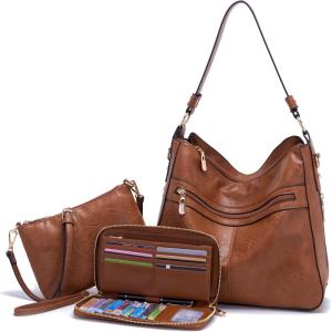 imageWomen Large Crossbody Bags Ladies Satchel Shoulder Handbags Purse and Wallet Set for Women Totes Hobo PursesBrown