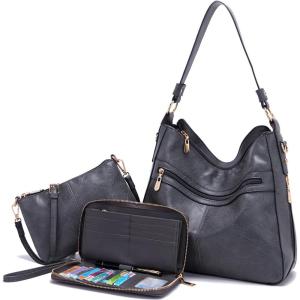 imageWomen Large Crossbody Bags Ladies Satchel Shoulder Handbags Purse and Wallet Set for Women Totes Hobo PursesDarkgrey