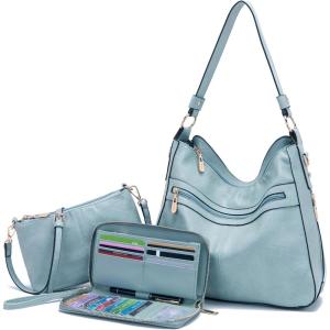 imageWomen Large Crossbody Bags Ladies Satchel Shoulder Handbags Purse and Wallet Set for Women Totes Hobo PursesLightblue
