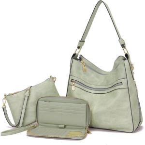 imageWomen Large Crossbody Bags Ladies Satchel Shoulder Handbags Purse and Wallet Set for Women Totes Hobo PursesLightgreen